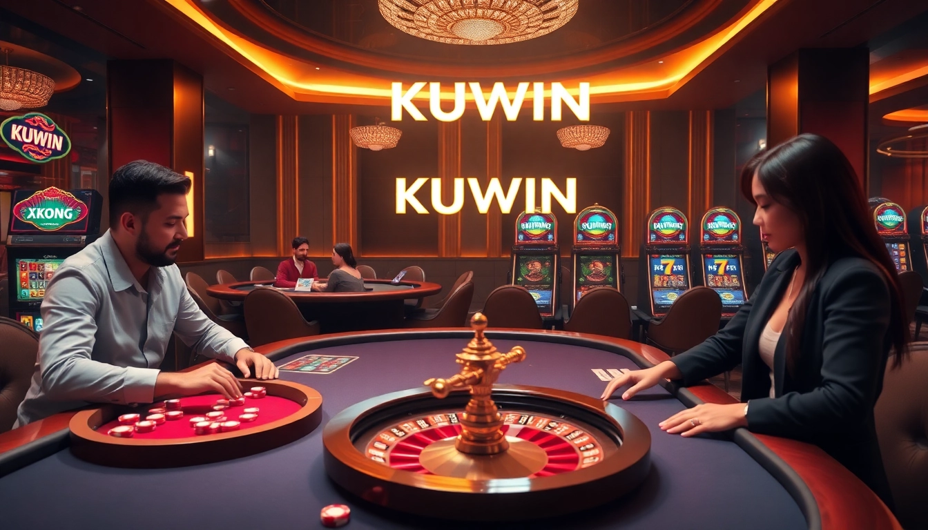 Kuwin gaming interface showcasing engaging poker and casino action for online gamblers.