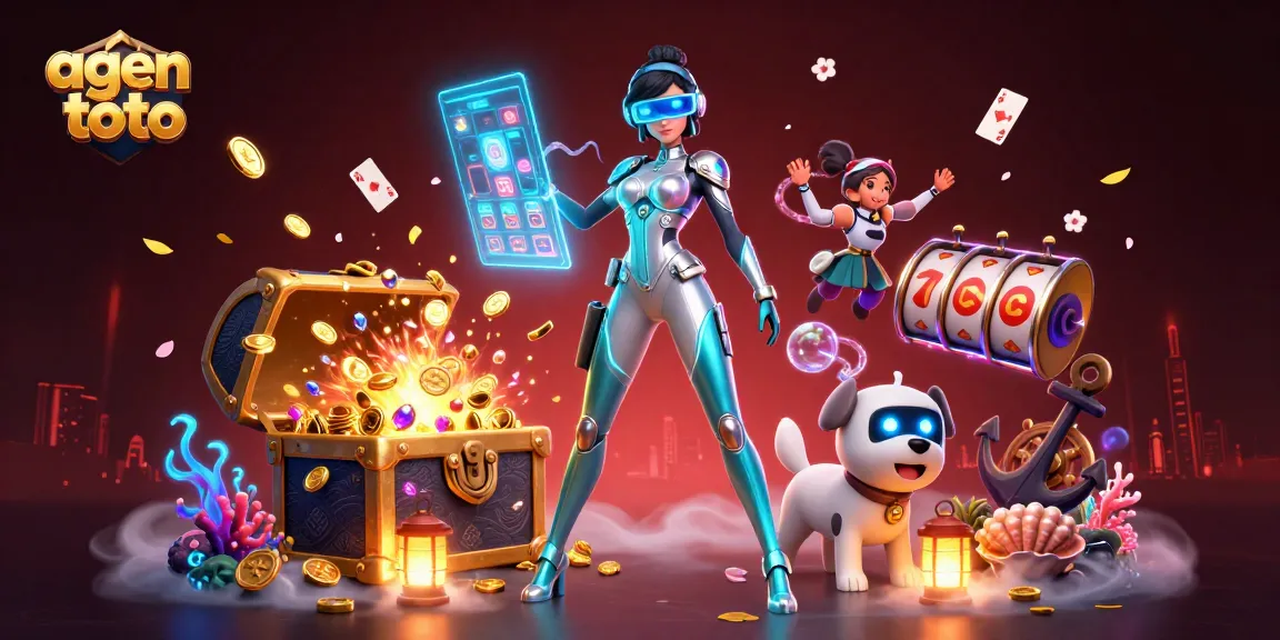 Experience the thrill of winning at agen toto with vibrant casino elements in a dynamic 3D illustration.