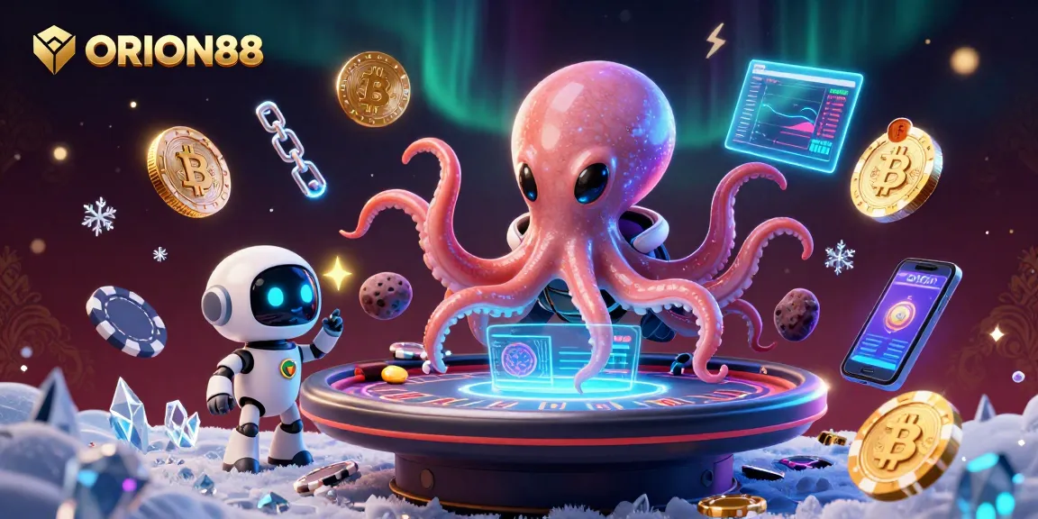 Experience ORION88's exciting gameplay with an alien octopus and crypto-themed casino elements.