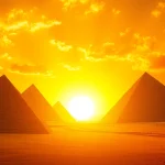 View of the Egyptian pyramids at sunset, highlighted on https://piraminds.com/ for educational insights.