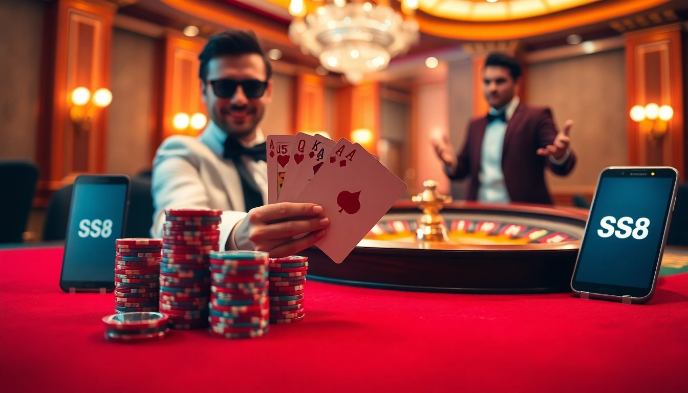 Experience thrilling wins at the S8 casino table with vibrant chips and a roulette wheel.