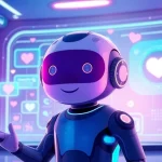 Engaging AI companion character representing crush ai in a friendly, futuristic digital environment.
